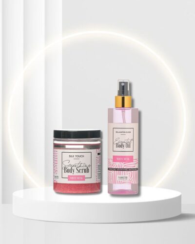 WHITE MUSK | SMOOTHING BODY SCRUB 370ml & ESSENTIAL BODY OIL 250ml- SALES